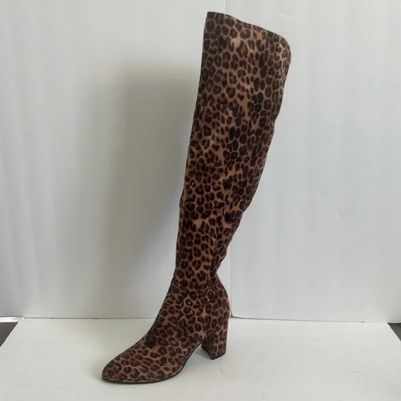 Marc Fisher Leopard Animal Print Over-the-Knee Chunky Heel Boots Size 6 NEW - Picture 2 of 5